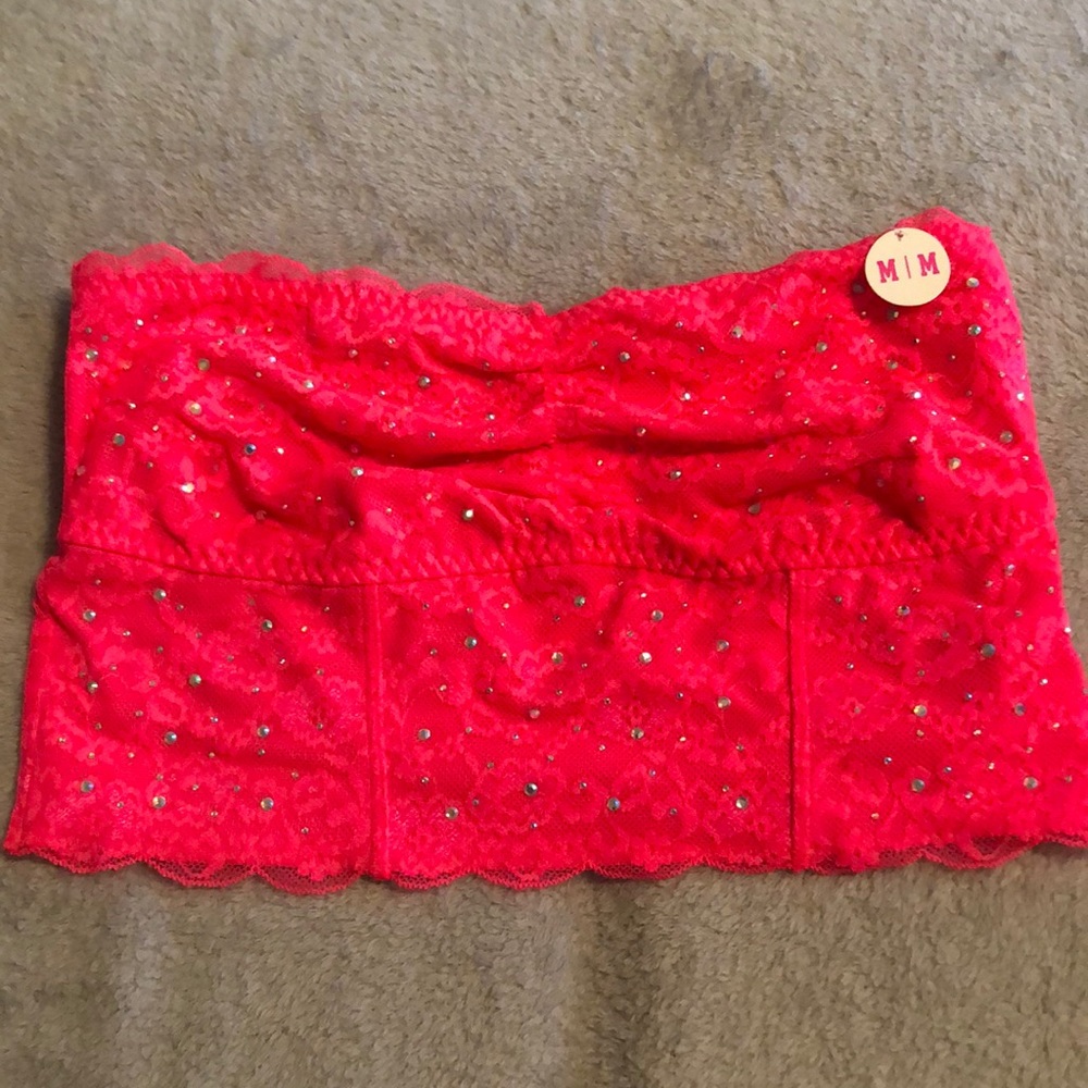 Hot Pink Rhinestone Bandeau/crop top